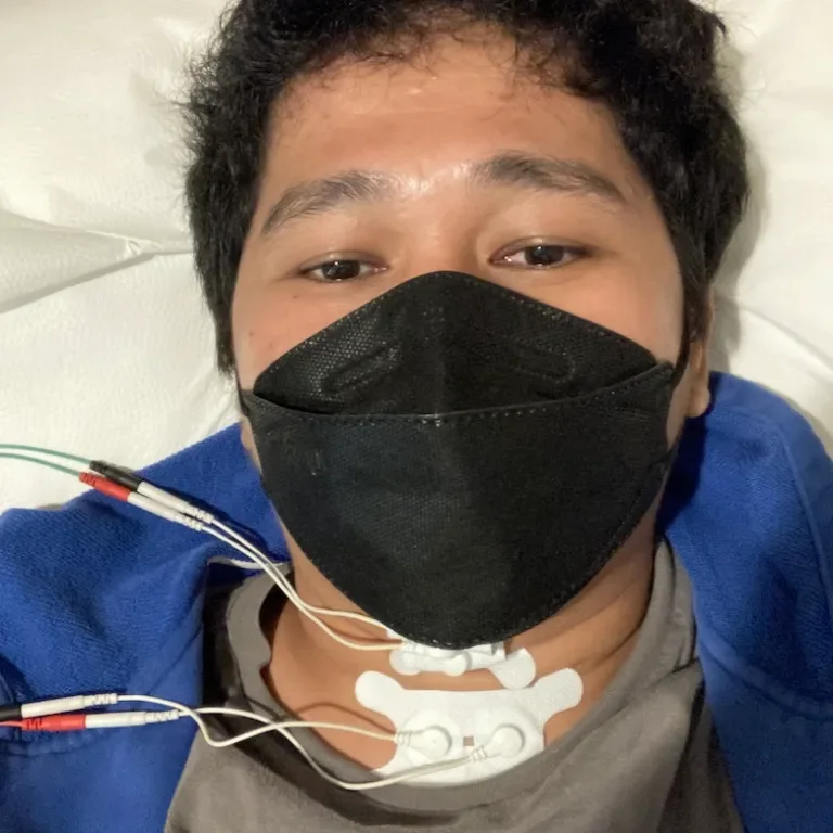 TENS therapy on the neck