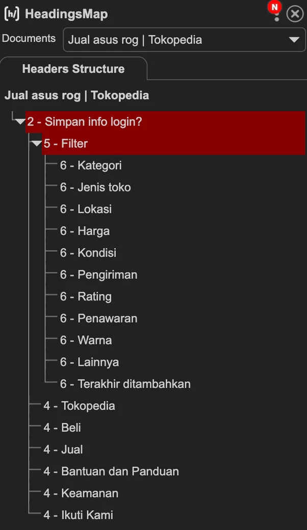 headingsMap di Tokopedia tanpa semantika