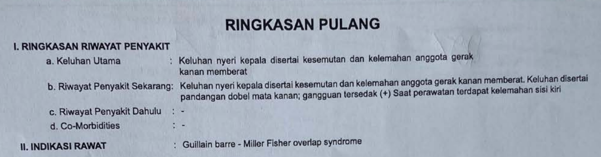 Ringkasan pulang dari rumah sakit