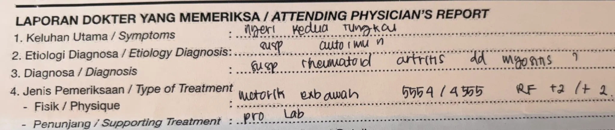 Laporan dokter yang memeriksa