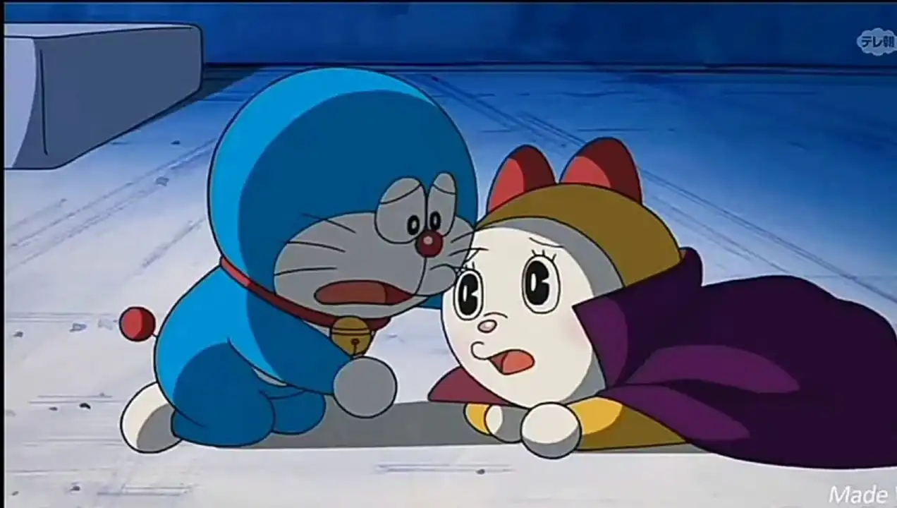 Doraemon menghampiri Dorami yang terbaring di lantai